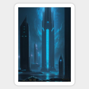 Empty Cyber City - Futuristic Sticker